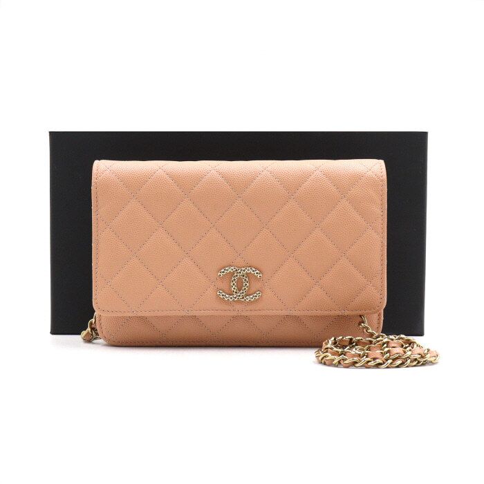CHANEL Beige Caviar Gold Chain Shoulder Bag Crossbody CC Season Limited Edition AP3054 aa47697