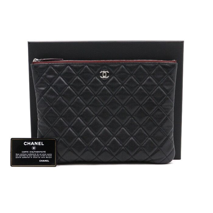 CHANEL Classic Black Caviar Skin CC Clutch Bag A82545
