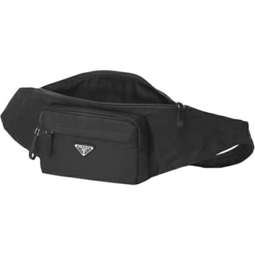 Prada Nylon Triangle Logo Belt Bag Black 2VL005 2A6D F0002