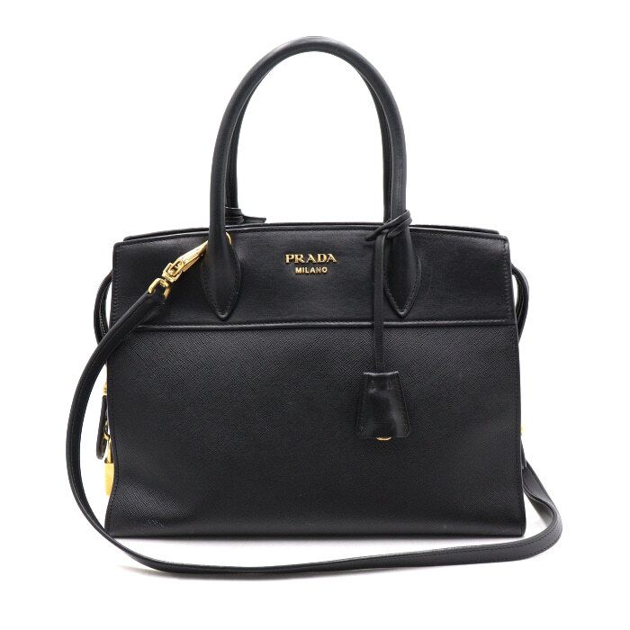 Prada Black Saffiano Esplenade Tote Bag with Shoulder Strap 1BA046