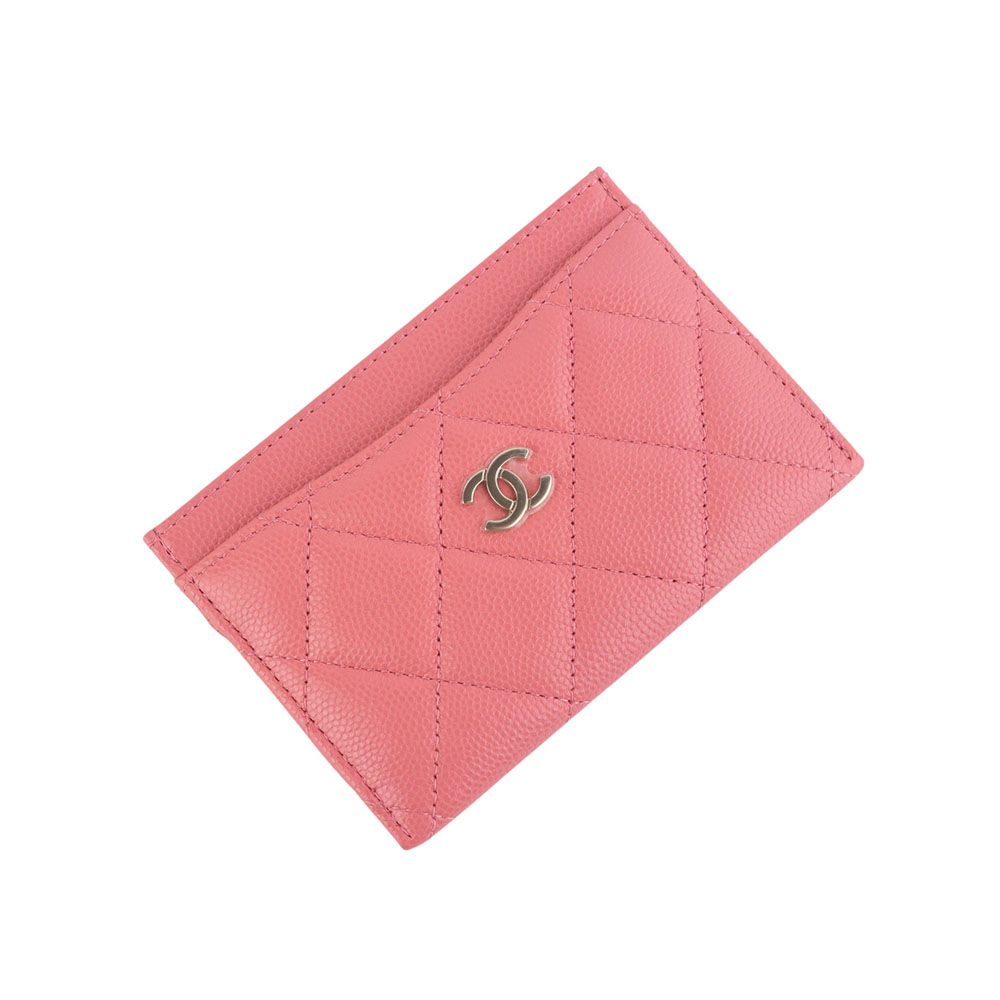 CHANEL Classic Caviar Pink Gold Card Holder Wallet 34741Y AP0213