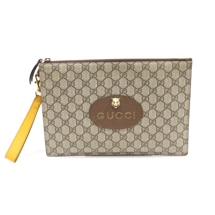 Gucci Vintage Style Beige Canvas Strap Pouch Clutch 473956GG