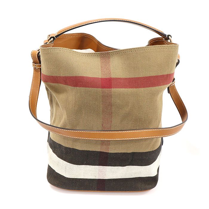 Burberry Brown Leather Mega Check Susanna Medium 2WAY 3855146
