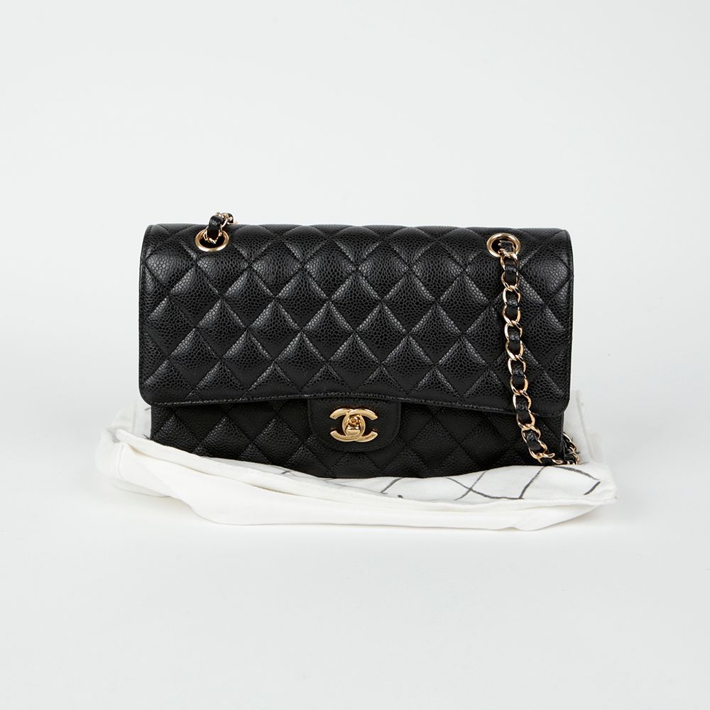 CHANEL Caviar Skin Classic Medium Shoulder Bag A01112
