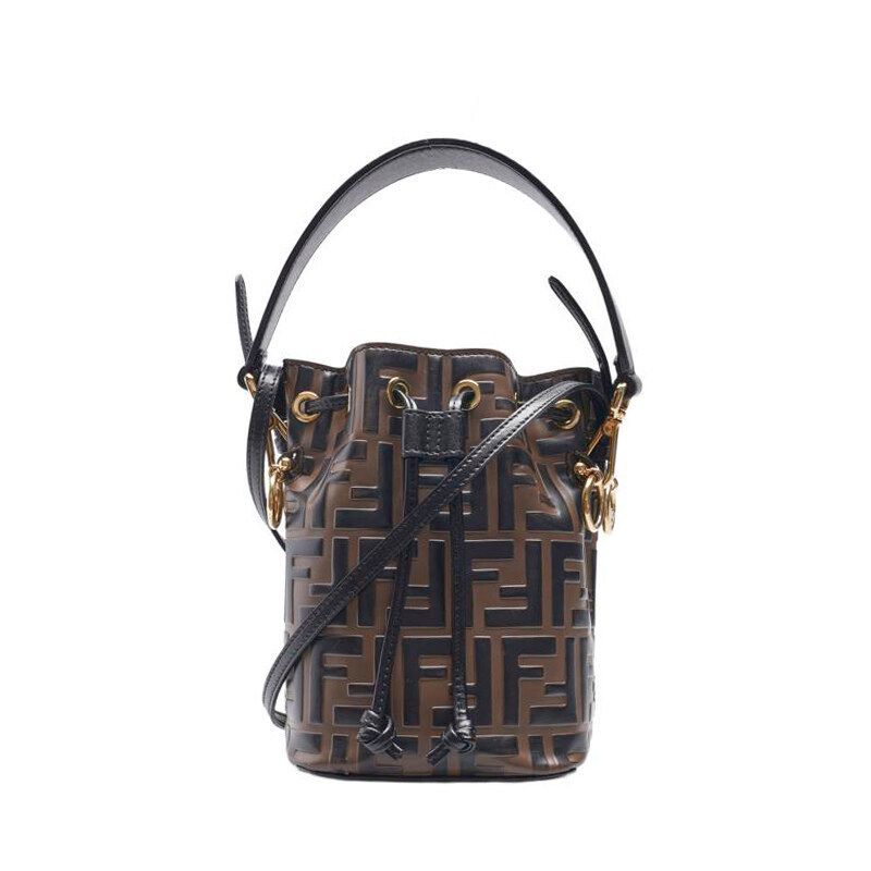 Fendi Brown FF Logo Montrezo Mini Bucket Bag - SKU F1234