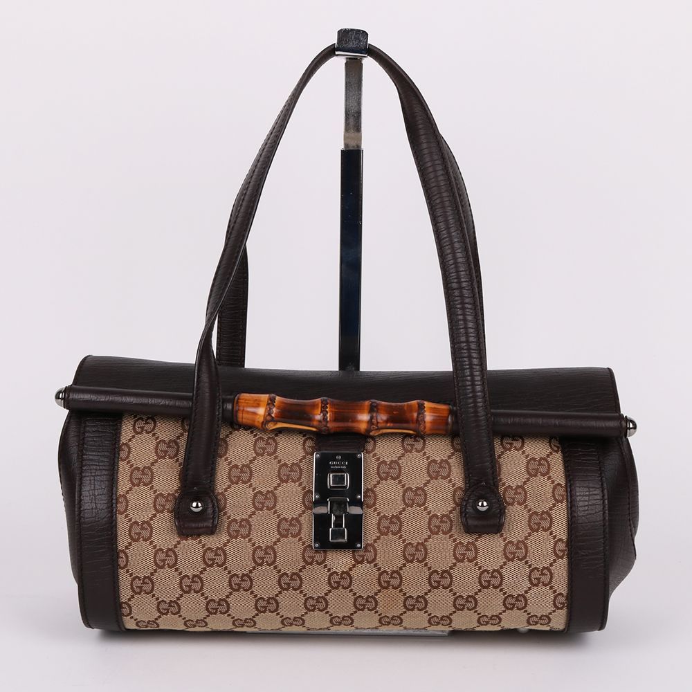 Gucci Brown Fabric Snake Skin Tote Bag 111713