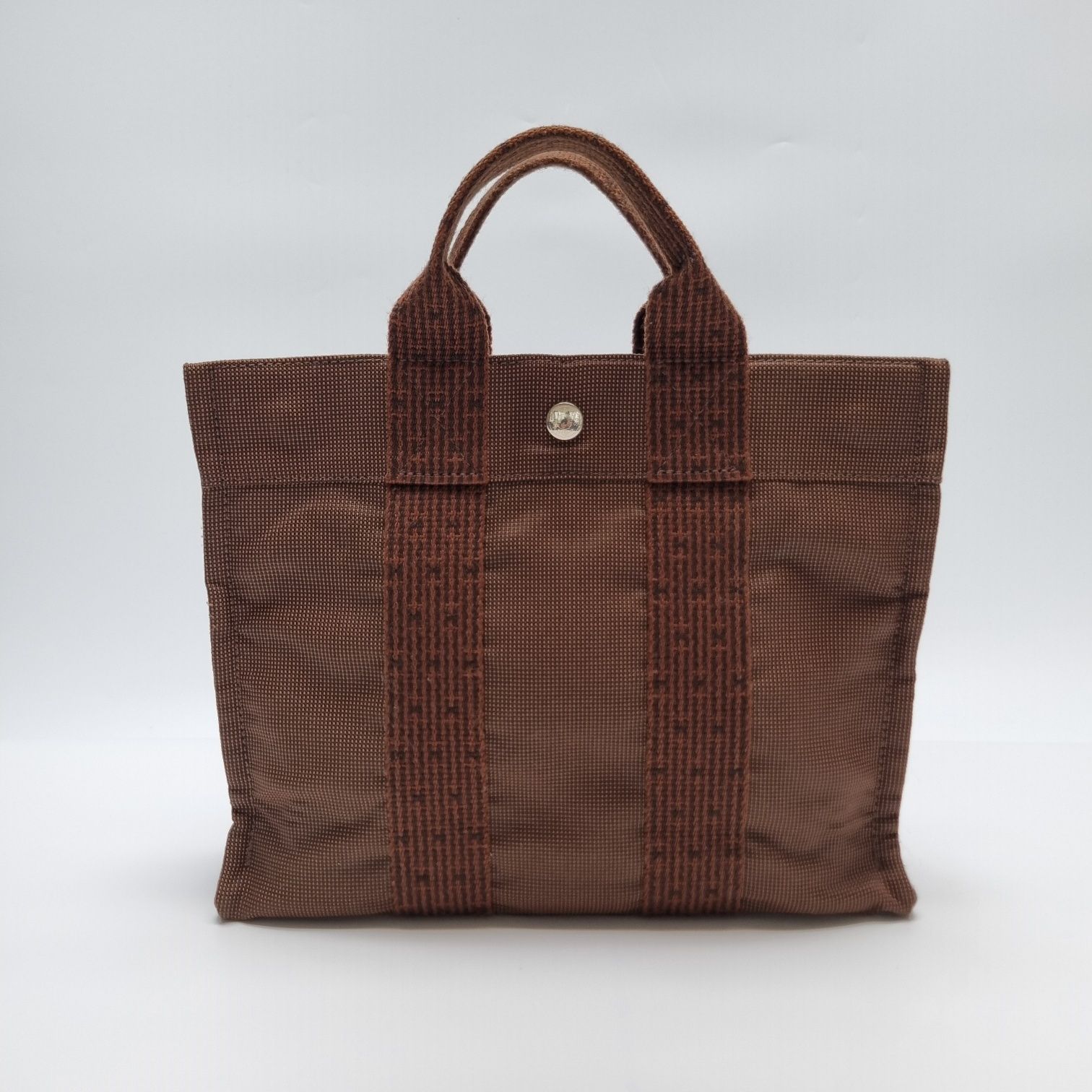 Hermes Canvas Tote Bag with Lock (Premium, Furuto, Brown, PM, SKU 503-35)
