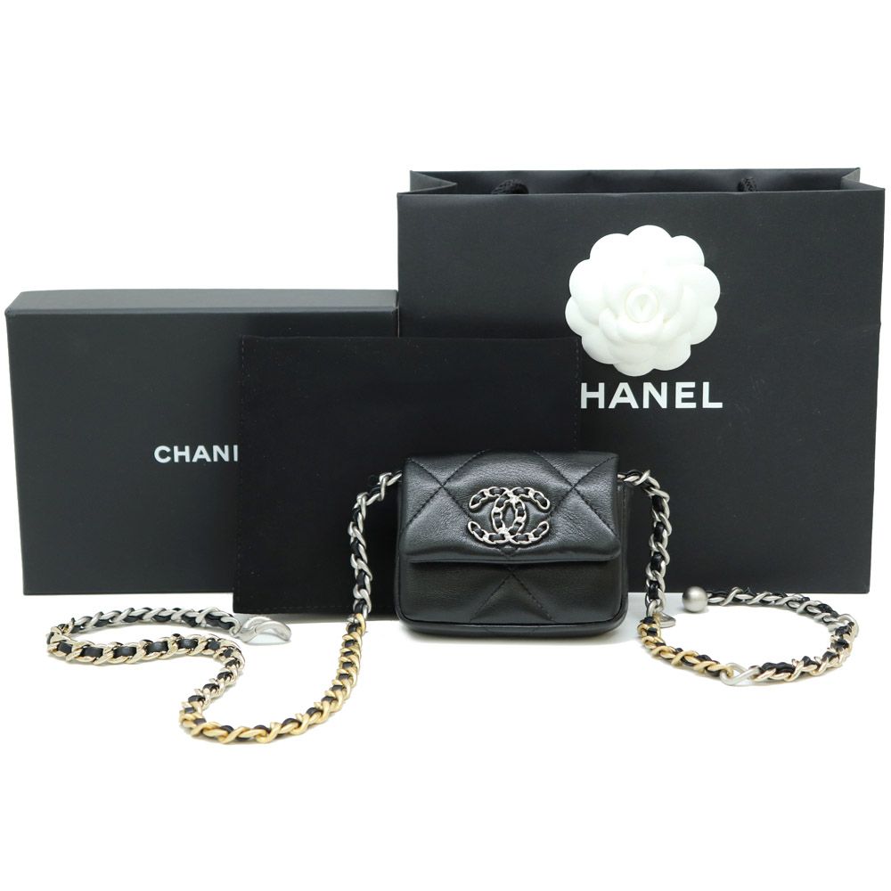 CHANEL Mini Black Chain Belt Bag Card Wallet AP2451 Shoulder Bag [SKU: AP2451]