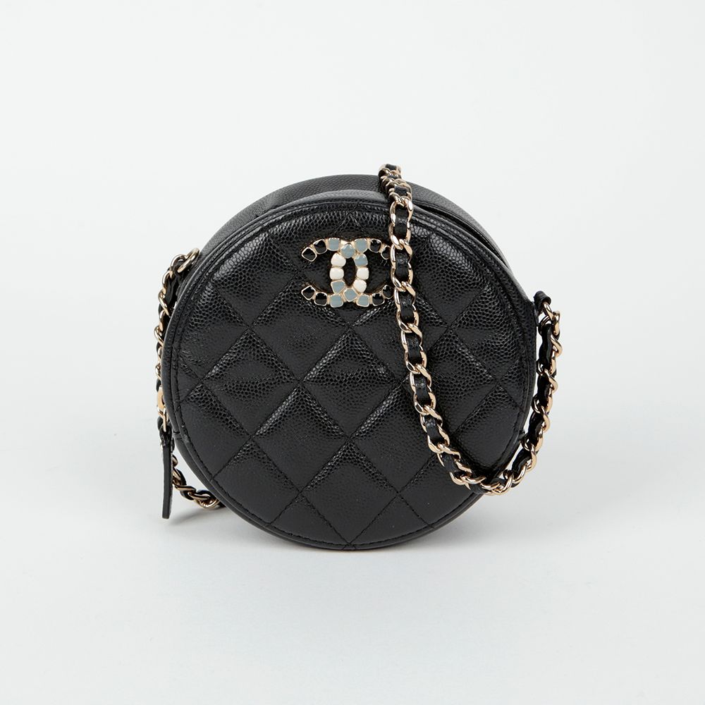CHANEL Caviar Skin Round Shoulder Crossbody Bag - AP2034