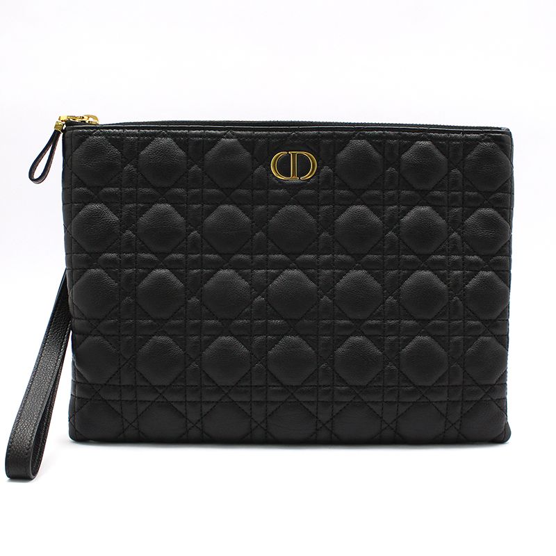 Dior Black Cannage Check Large Daily Pouch Clutch S5086UWHC