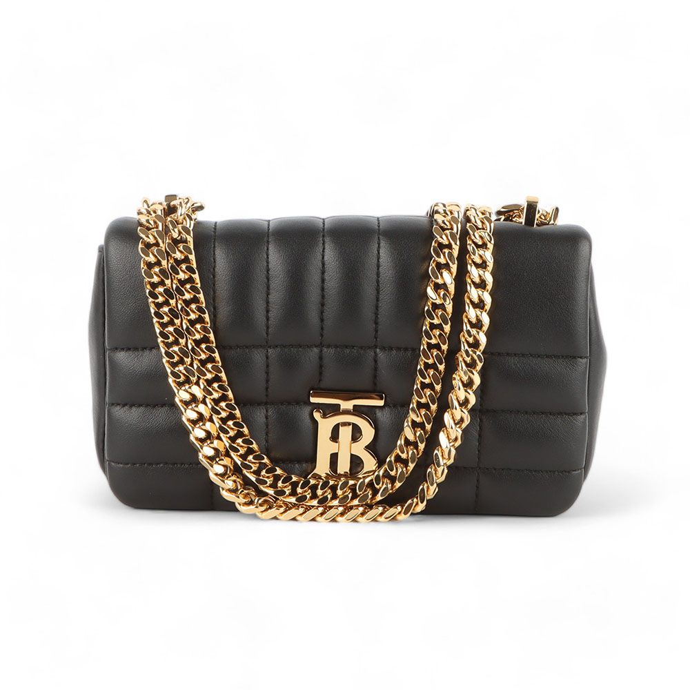 Burberry Black Leather Quilted TB Rolla Mini Chain Crossbody Bag 8059492 /32567