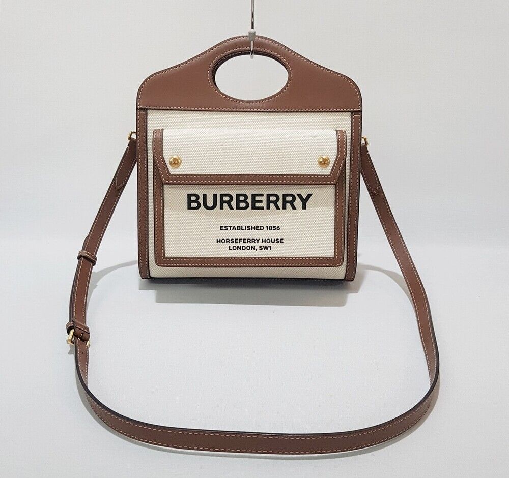 Burberry Two-Tone Canvas Leather Mini Pocket Bag 8039361