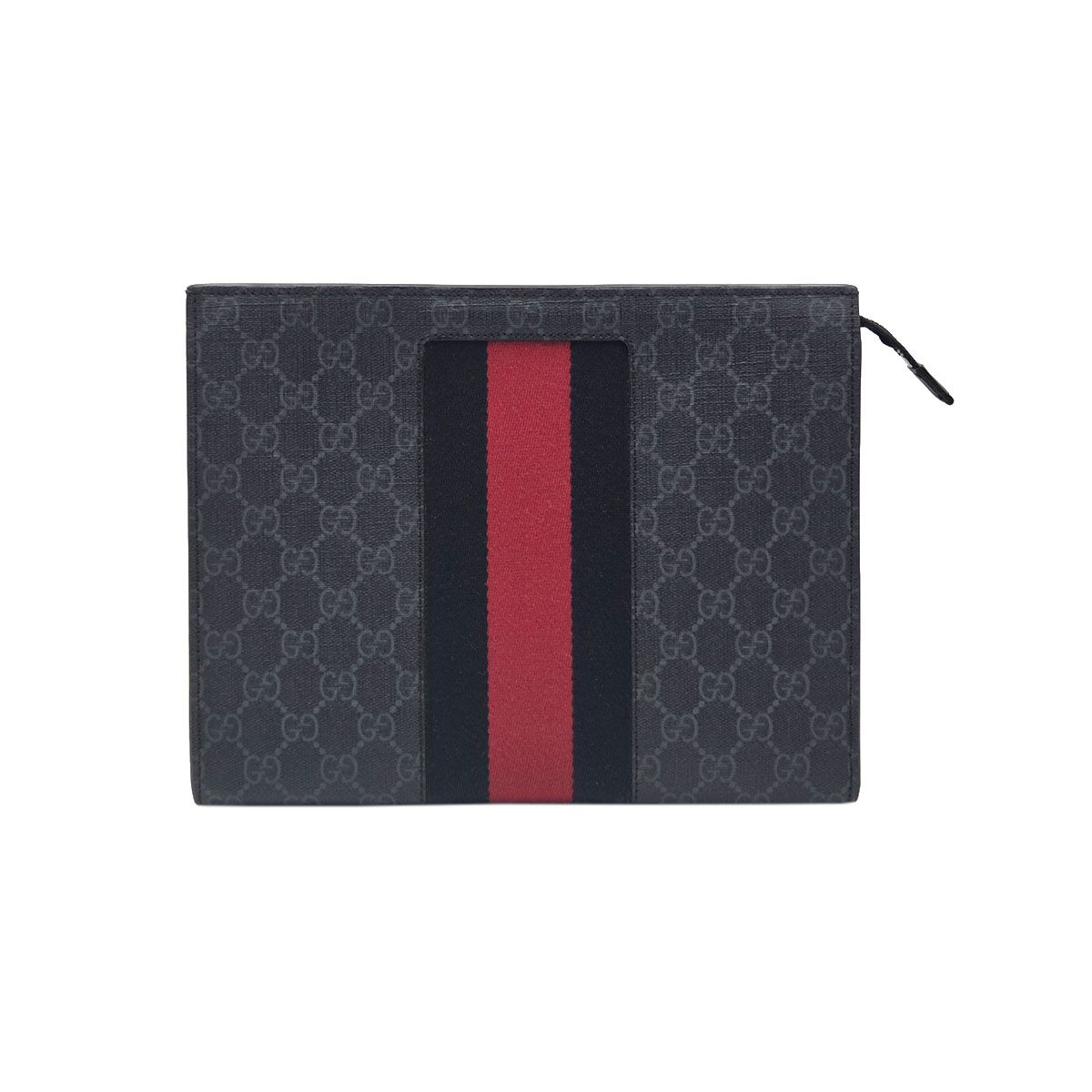 Gucci Black GG Supreme Canvas WEB Pouch Clutch 475316