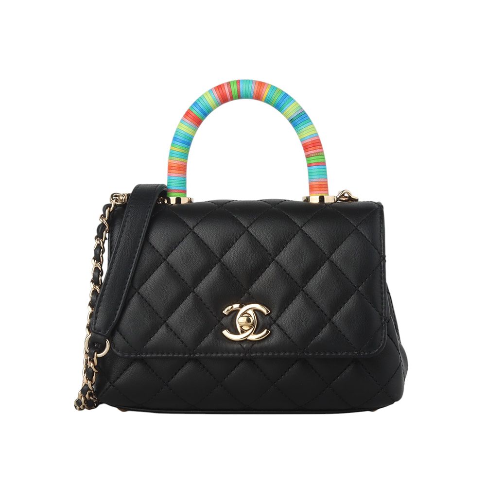 CHANEL Mini Gold CC Rainbow Top Handle Crossbody Bag 34681Y-1