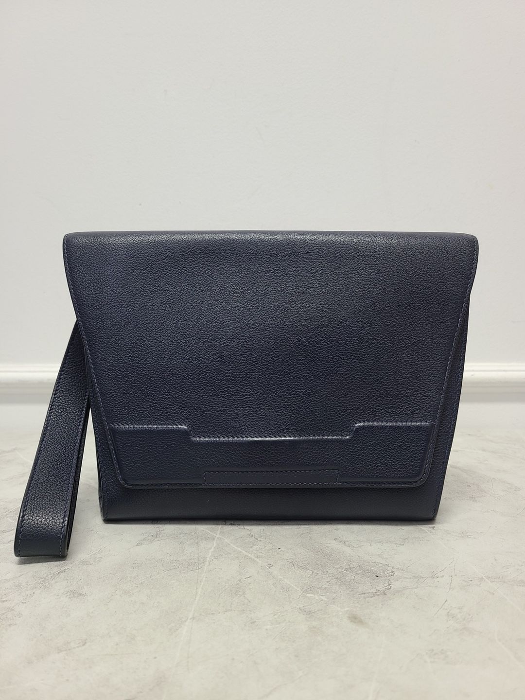 Hermes Blue New Evercolor Novapolis Pouch Bag with U Engraving - SKU