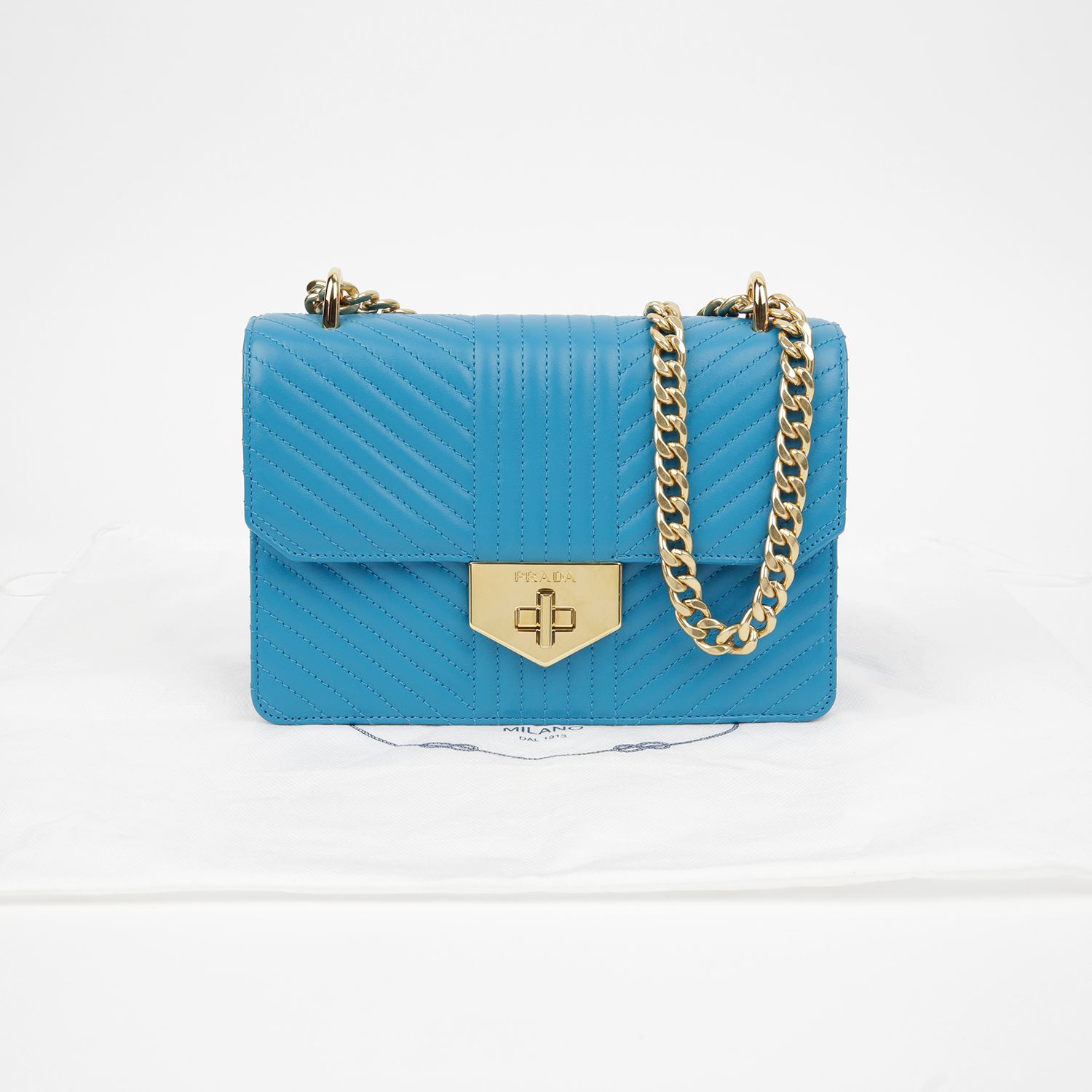 Prada Diagram Lock Chain Shoulder Crossbody Bag 1BD210