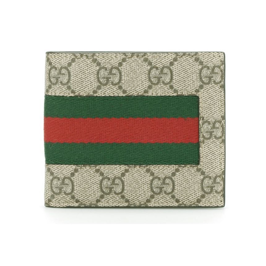 Gucci Supreme Web Bifold Wallet Beige 408827 SKU: 9791