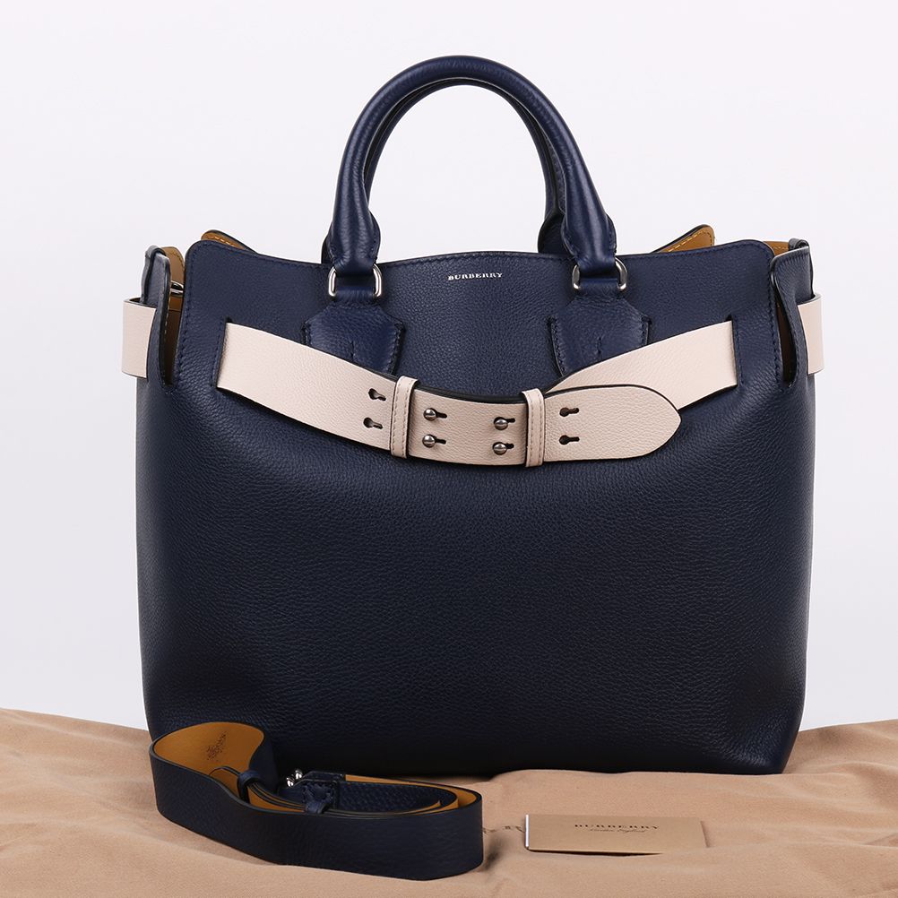 Burberry Navy Leather Belt Medium Shoulder Bag - SKU 987654