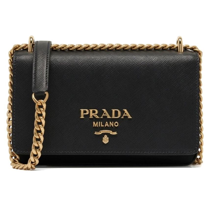 Prada Saffiano Shoulder Bag with Gold Logo 1BD009 ZMY F0632