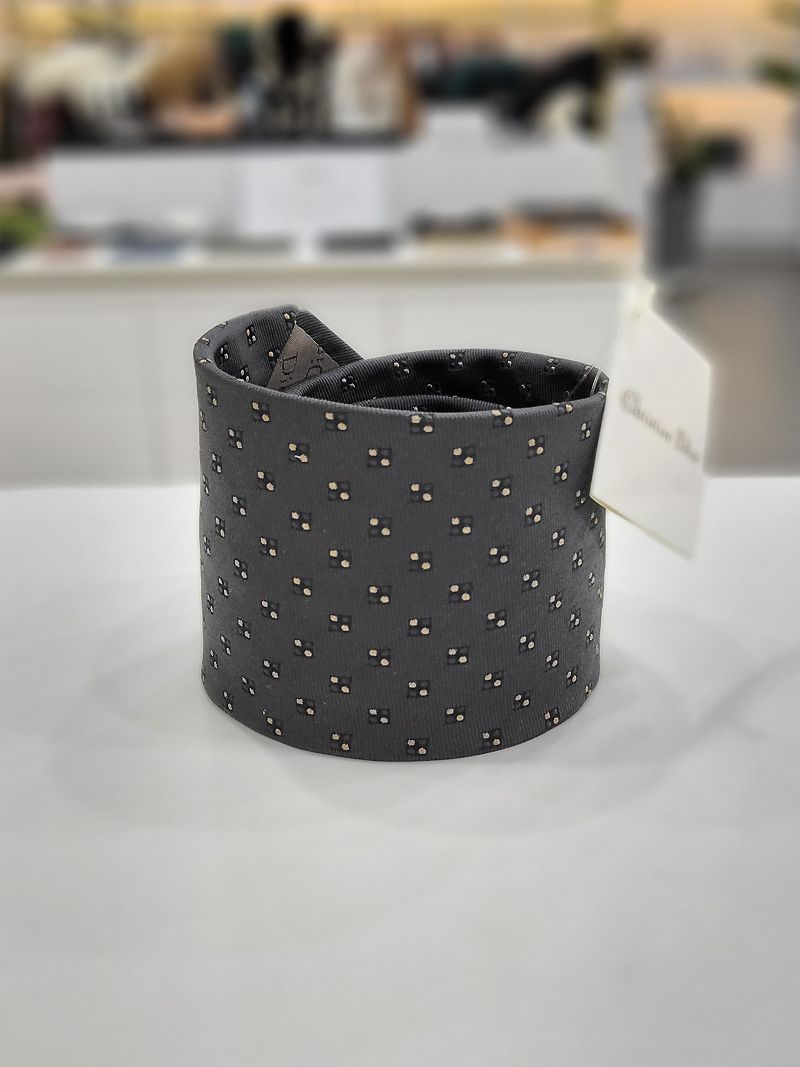 Dior Square Dot Necktie Charcoal New-Item SKU987654321