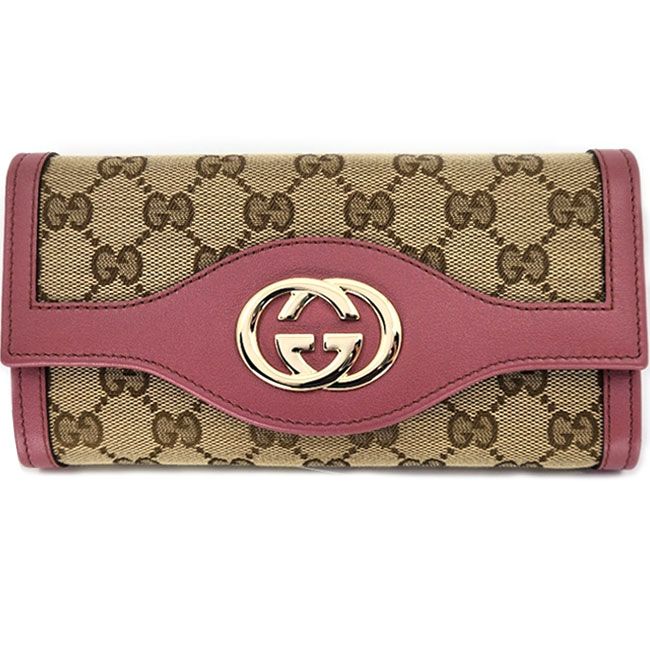 Gucci Interlocking Flap Wallet 282431 FAFXG Pink