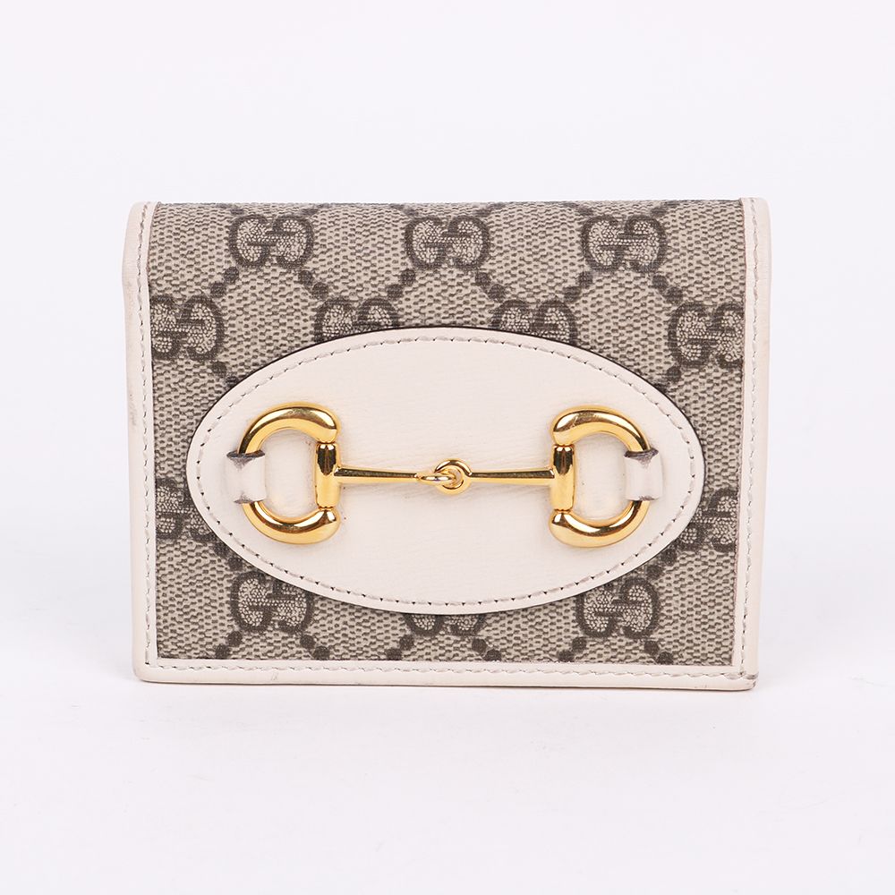 Gucci White Horsebit 1955 Gold Wallet 621887