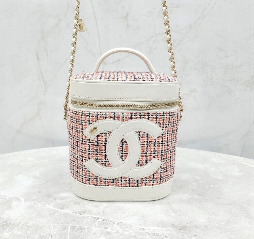 CHANEL Tweed Vanity Cosmetic Bag with CC Logo AS0323