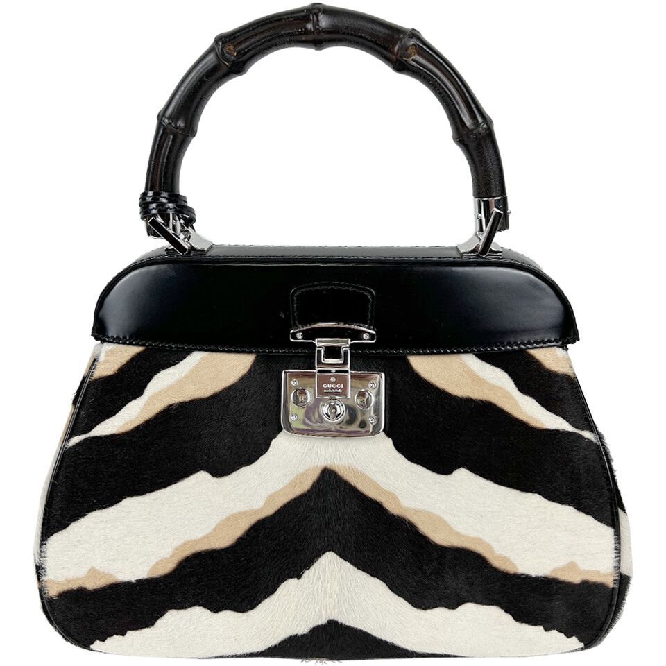 Gucci Tiger Print Bamboo Songchi Lock Handbag SKU123