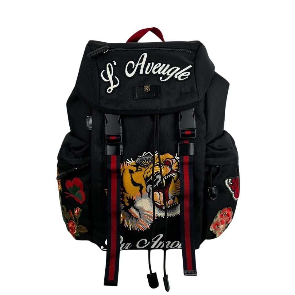 Gucci Tiger Embroidered Patch Backpack 429037