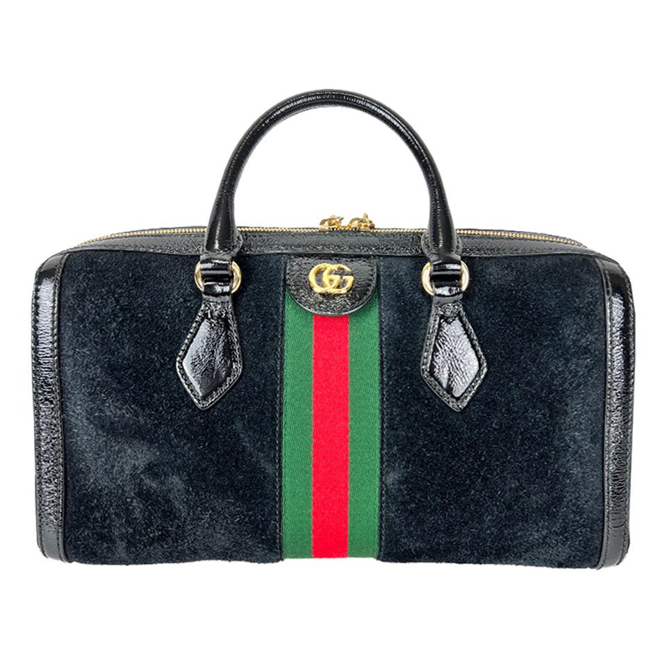 Gucci Black Suede Ophidia Medium Top Handbag 524532