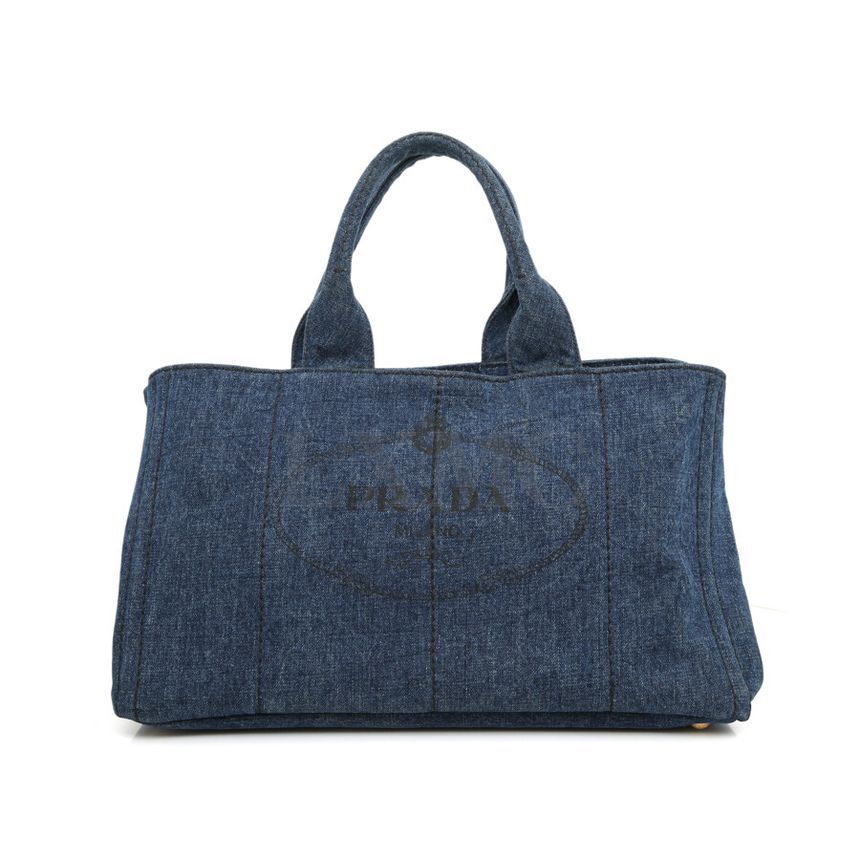 Prada Denim Boston Large Top Handle Bag B1872G