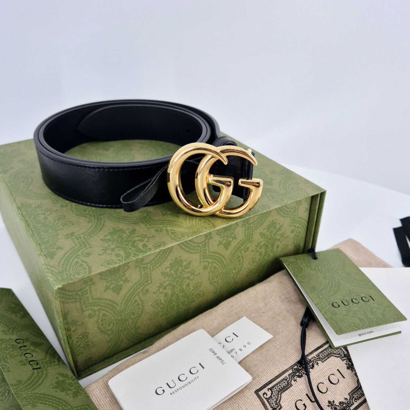 Gucci Black GG Mont Belt (414516)