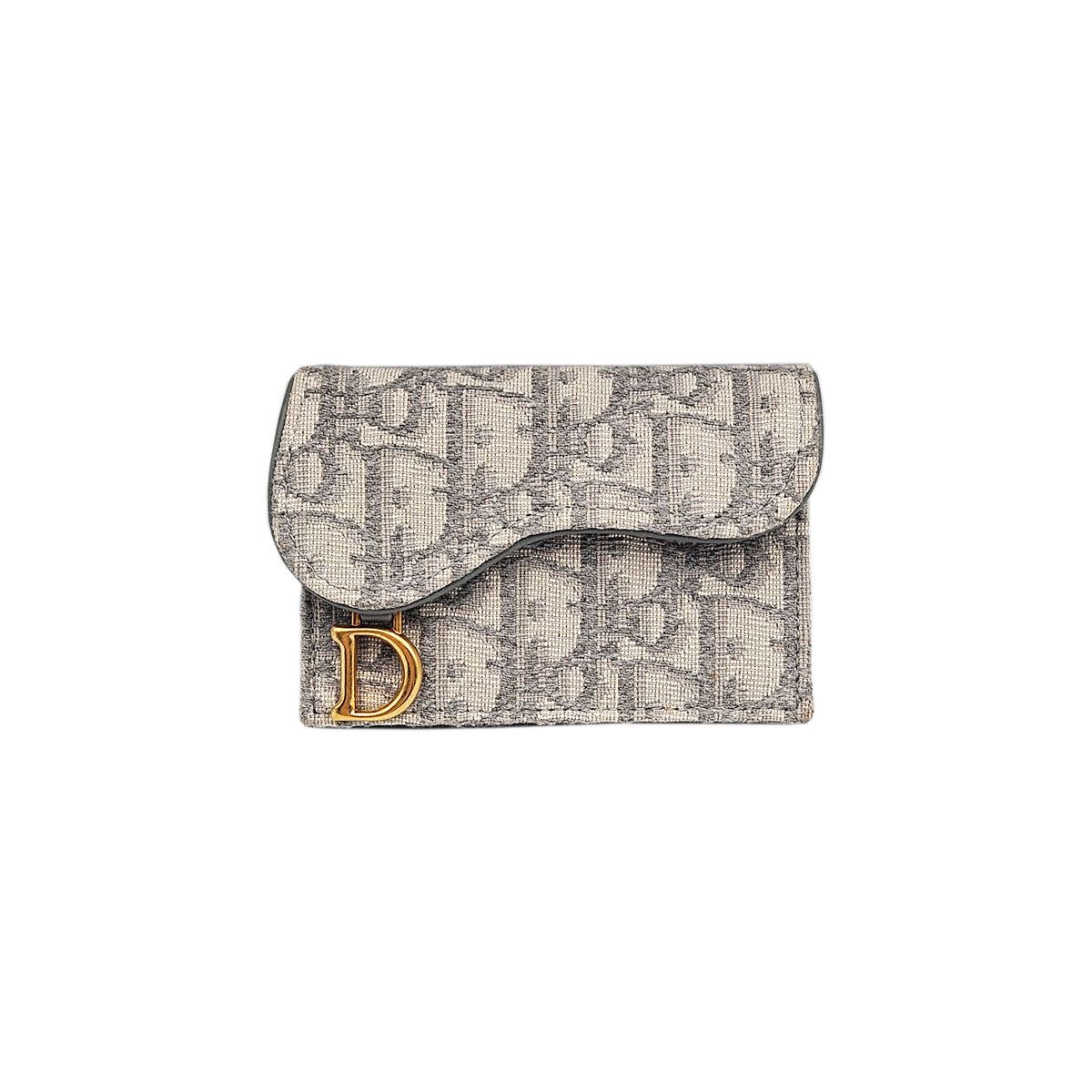 Dior Gray Oblique Saddle Card Wallet - Christian