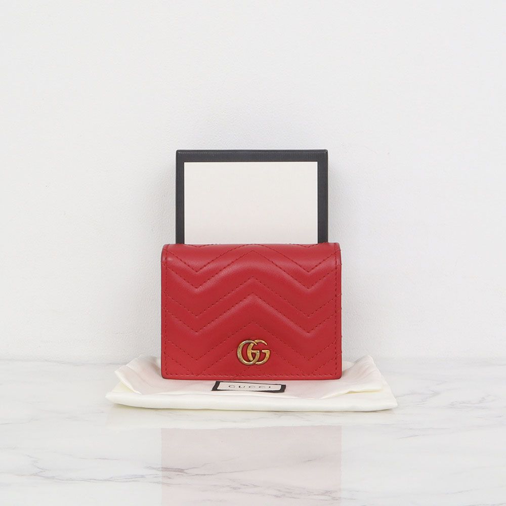 Gucci Matelass Leather Card Wallet Red 466492