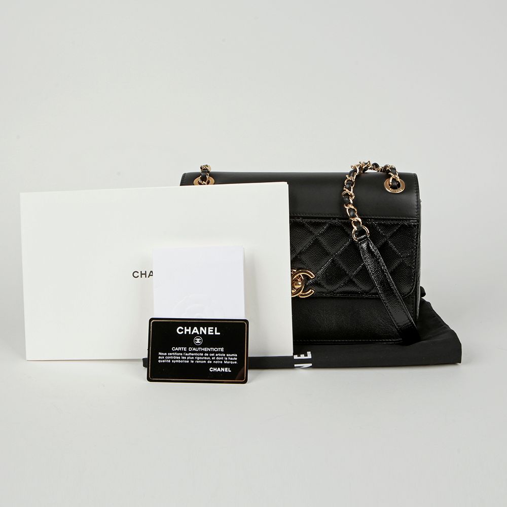 CHANEL Coco Roll Block Flap Chain Shoulder Crossbody Bag AS0949