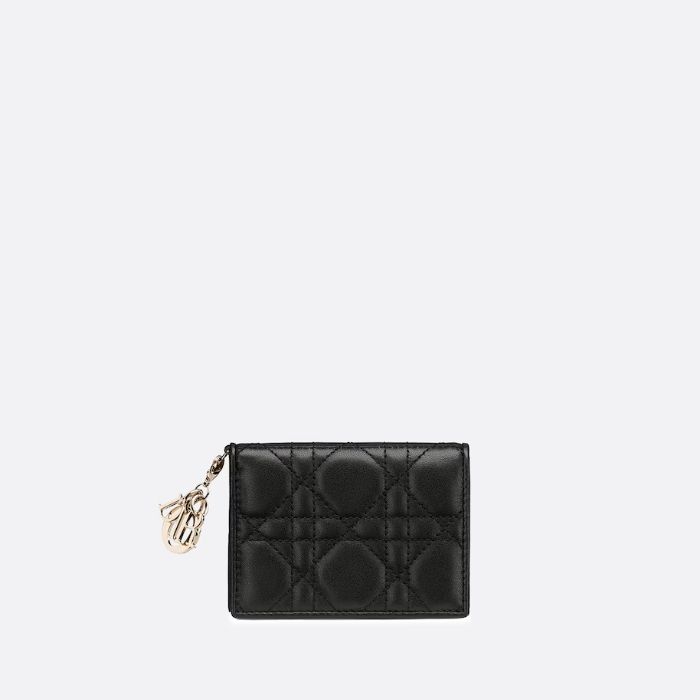 Dior Card Wallet Black Kanaju Genuine Leather S0011ONMJ M900