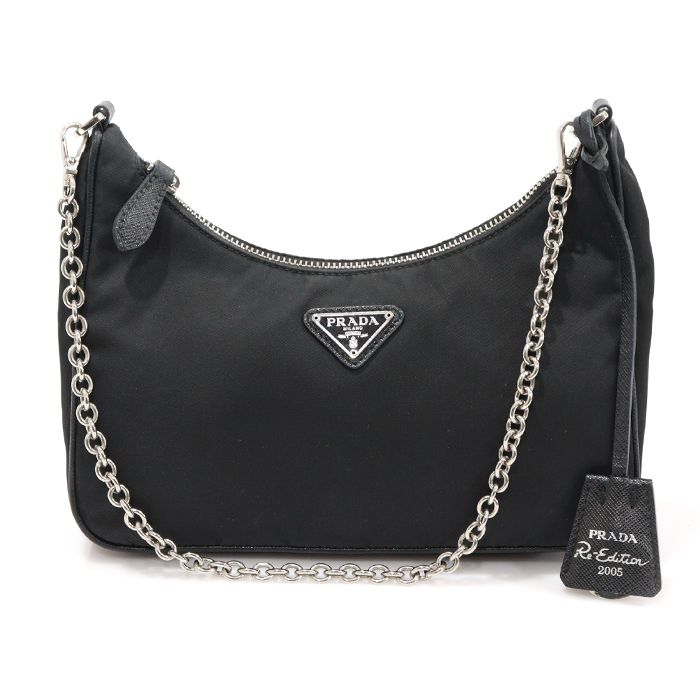 Prada Black Nylon Saffiano Trim Hobo Shoulder Bag - 1BH204