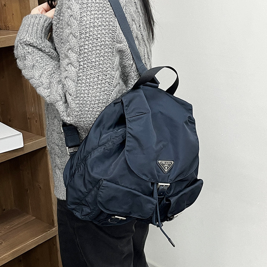Prada Navy Nylon Backpack Men's Women's Luxury Bag S241211-01