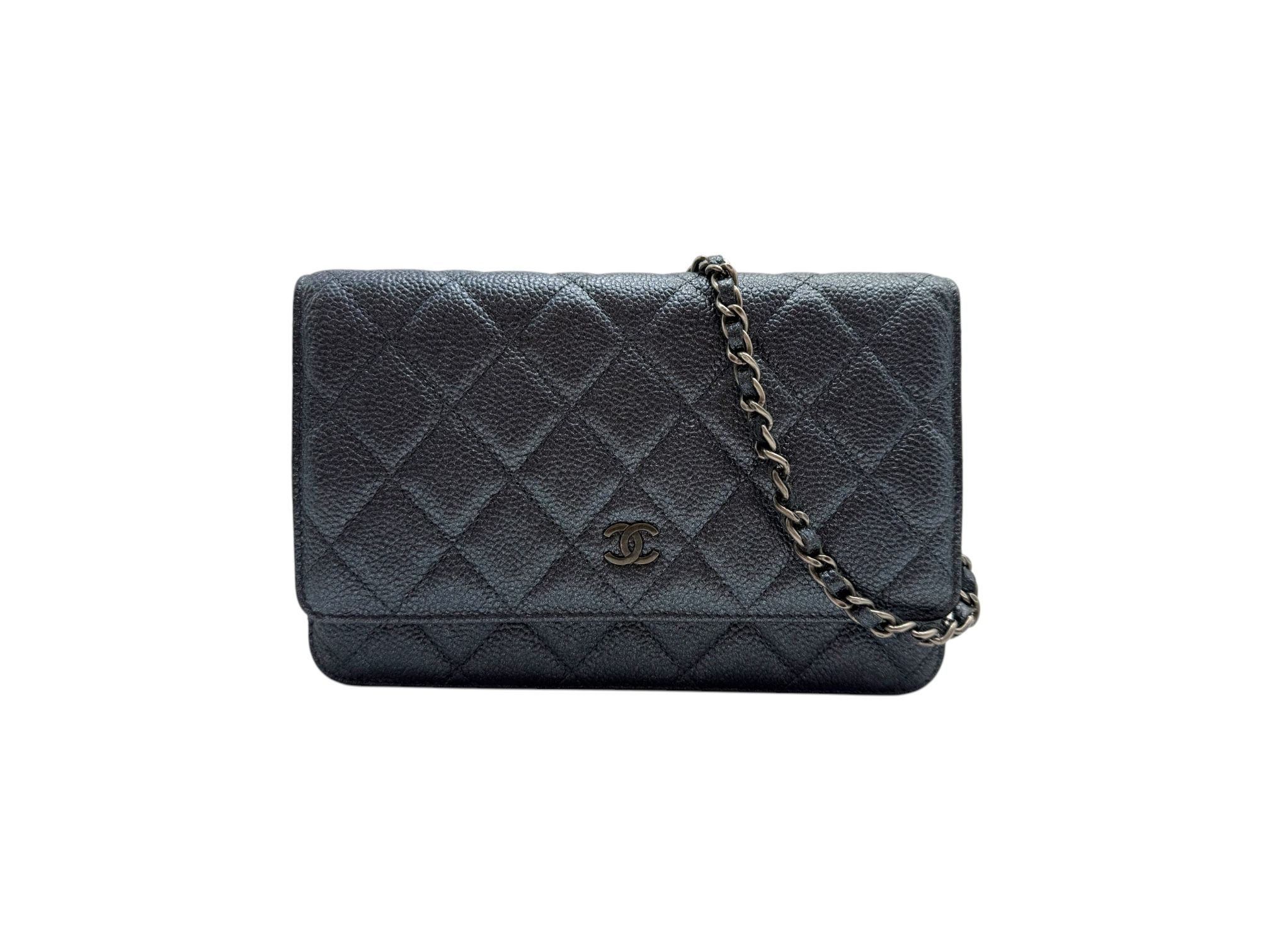 CHANEL Caviar WOC Chain Wallet Metallic Blue SKU