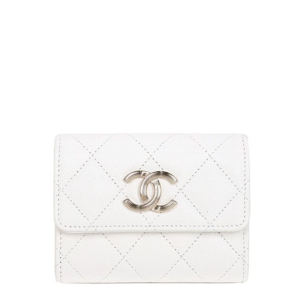 CHANEL White Caviar Flap Card Wallet AP3141 00065
