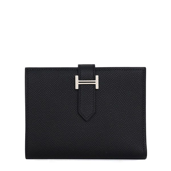 Hermes Black Leather Wallet B Emboss 00027