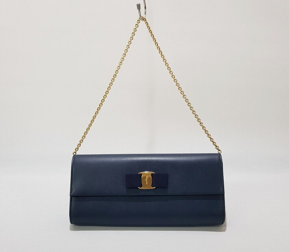 Salvatore Ferragamo Chain Shoulder Clutch Bag Decor