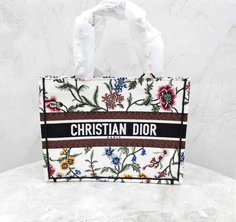 Dior Petite Fleur Embroidered Medium Tote Bag SKU123