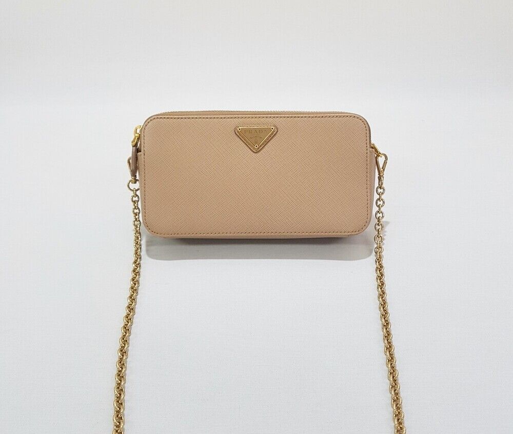 Prada Double Zipper Saffiano Chain Crossbody Bag 24051430