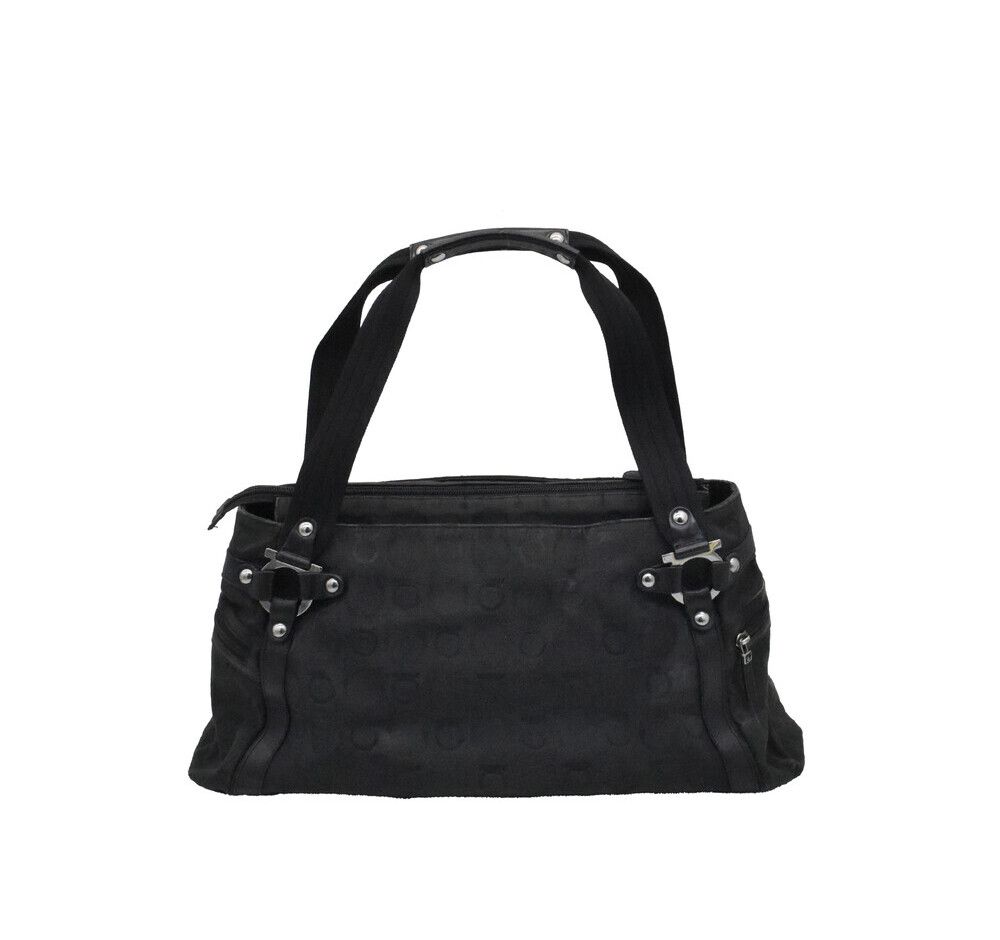Salvatore Ferragamo Black Logo Pattern Tote Bag 11017