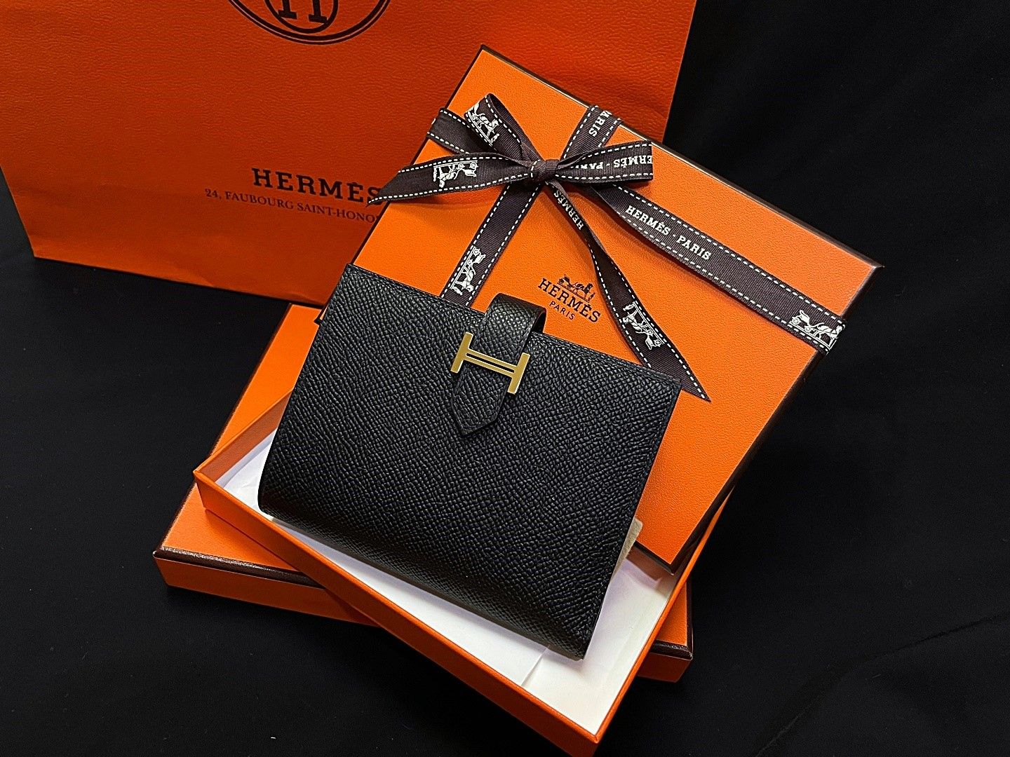 Hermes Black Metal Accented Wallet 6687834793