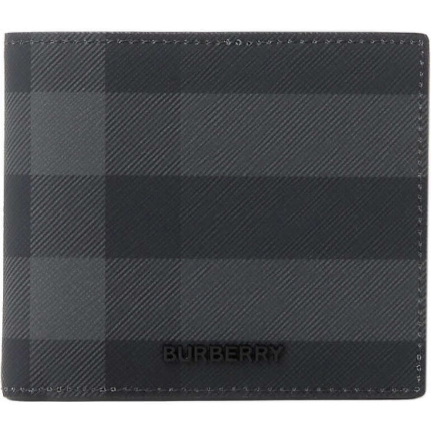 Burberry Check Leather Wallet 8070273 Charcoal