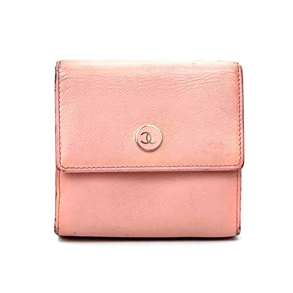 CHANEL Folding Pink Leather Wallet - 3 Tier