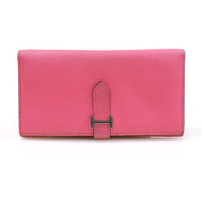 Hermes Rose Azalea Mysore Goat Skin Verne 3-Tier Wallet (O-Stamped) H039801CK