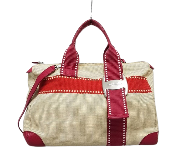 Salvatore Ferragamo Canvas Tote Shoulder Bag with Bar Decoration SKU12345